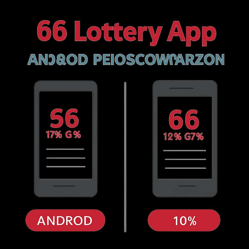 Illustration detailing the differences between 66 Lottery App on Android and iOS.