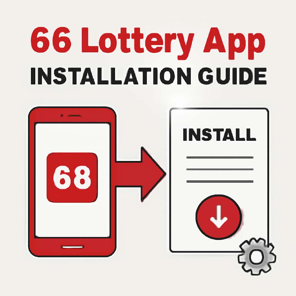 Illustration showing the installation process for the 66 Lottery App.