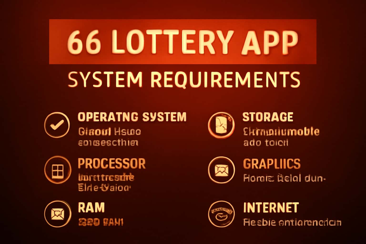 Informational graphic detailing the system requirements for the 66 Lottery App.