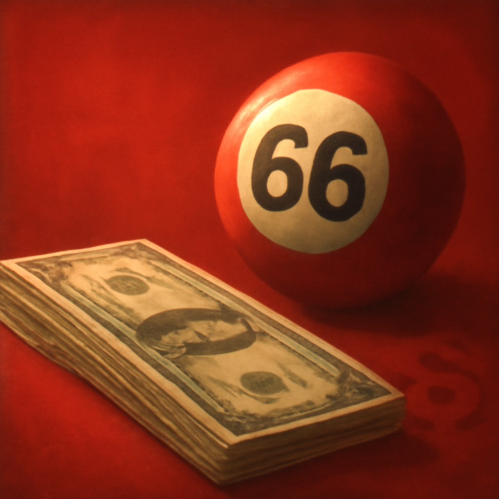 A badge representing the installation guide for the 66 Lottery App on Android.