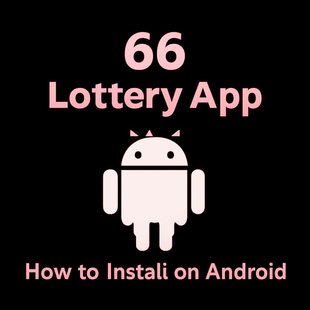A badge representing the installation guide for the 66 Lottery App on Android.