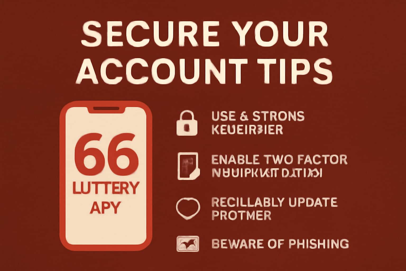 An informative scene illustrating tips for securing a 66 Lottery App account.